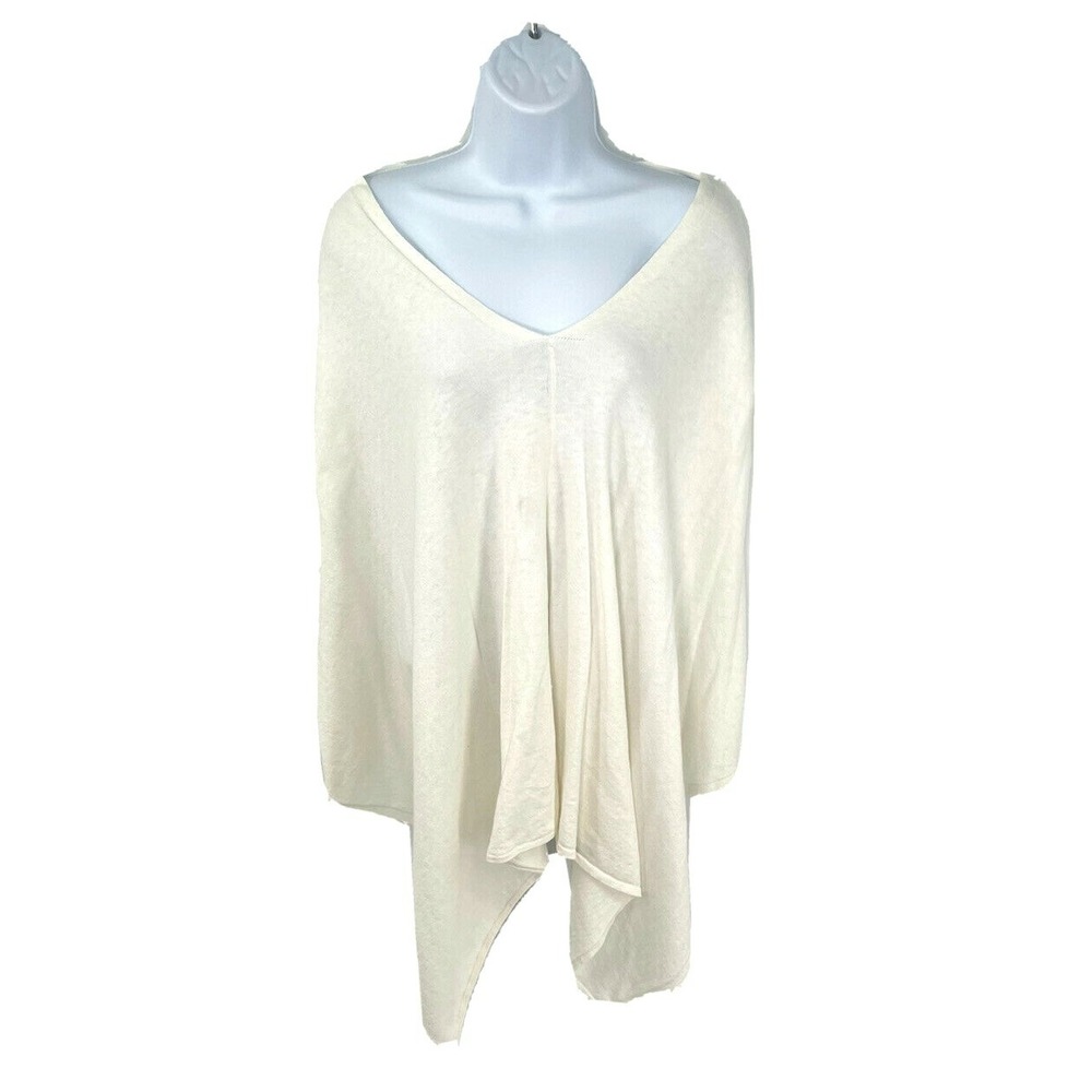 Womens White Pullover Ruana Knit Wrap OSFM Ultralight Peach Brand MSRP $89 New